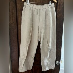 Eileen Fisher Beige Organic Linen Lantern Pant